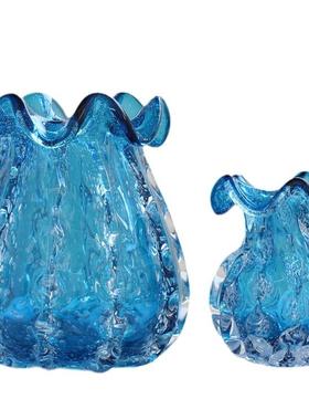 现代手工厚重蓝色琉璃钱BX79-24-袋气泡花居家客厅插子花样板间艺