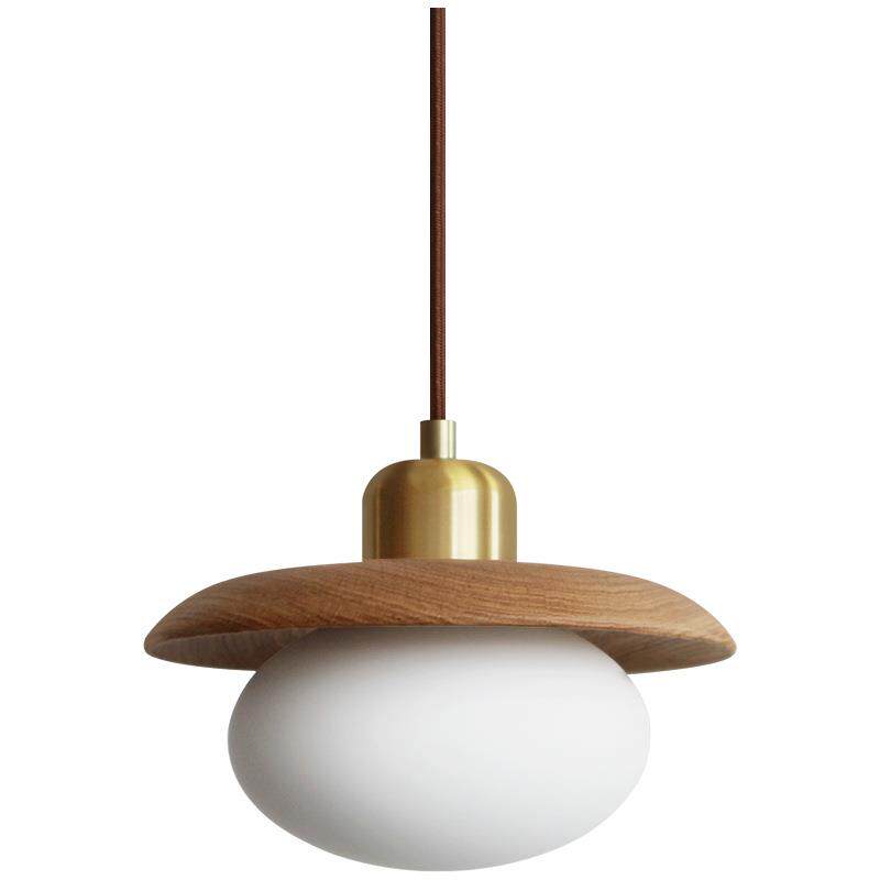 实木日式侘寂风卧室床头吊灯创意奶油风气质灯具复古北欧餐厅吧台