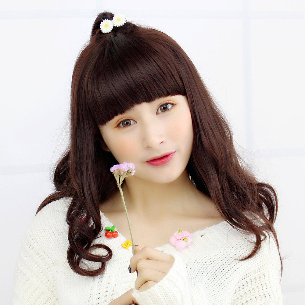 女短发梨花假发头空气齐刘海内扣中长卷发大波浪修脸微卷假发套,美发护发/假发,日常整顶假发,淘宝优惠券,粉丝福利购,淘宝优惠卷