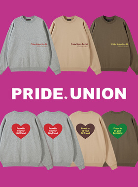 PRIDE UNION 情人节限定爱心发泡印花毛圈套头卫衣