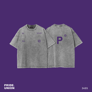 UNION骄傲集结植绒字母印花重磅水洗Tee PRIDE 明星同款