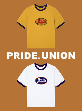 PRIDE UNION 2024初秋新款纯棉重磅美式复古撞色领Ringer TEE