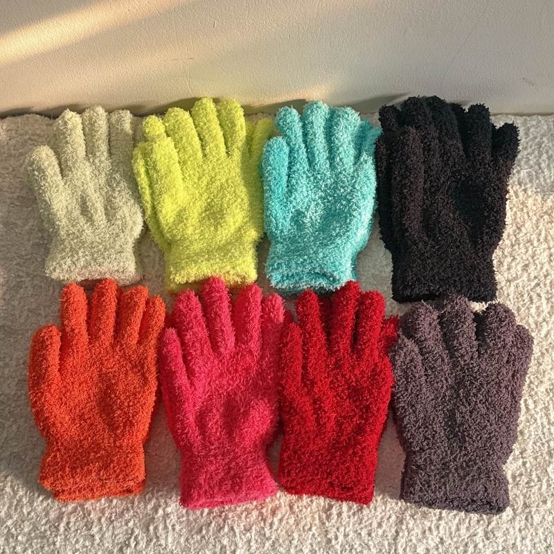 出口韩国巨亲肤柔软双面珊瑚绒手套秋冬女可爱保暖骑车防寒男毛绒