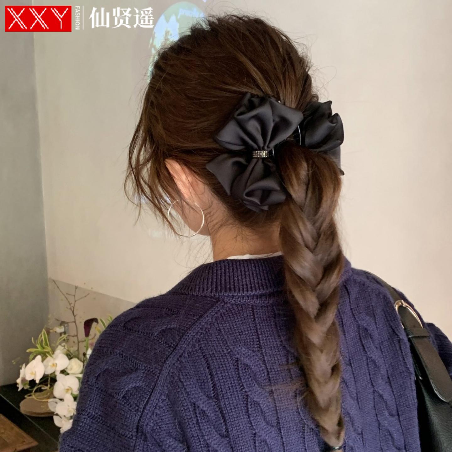 韩版多层缎面蝴蝶结丸子发夹女
