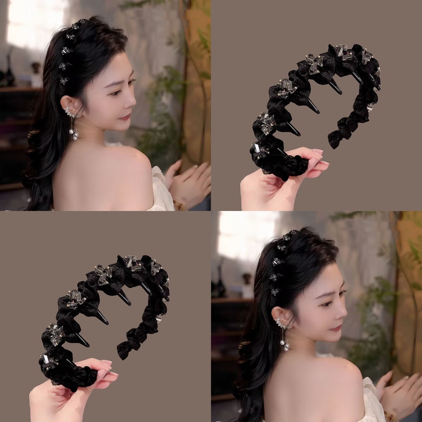 仙贤遥水钻波浪网红发箍防滑发卡