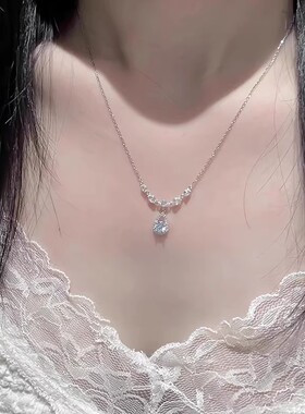 新款V字锆石水滴项链高级感时尚