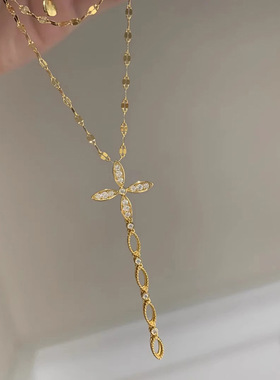 新款法式轻奢中古星芒罗盘满钻项