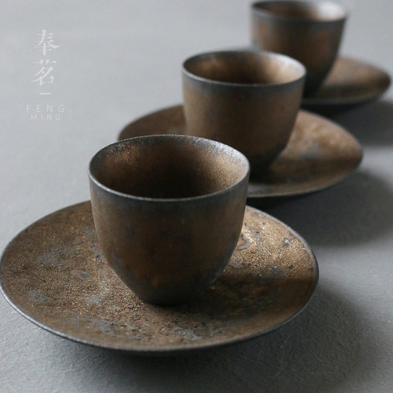 粗陶窑变陶瓷杯垫日式隔热防滑垫茶杯垫杯托功夫茶道零配茶托