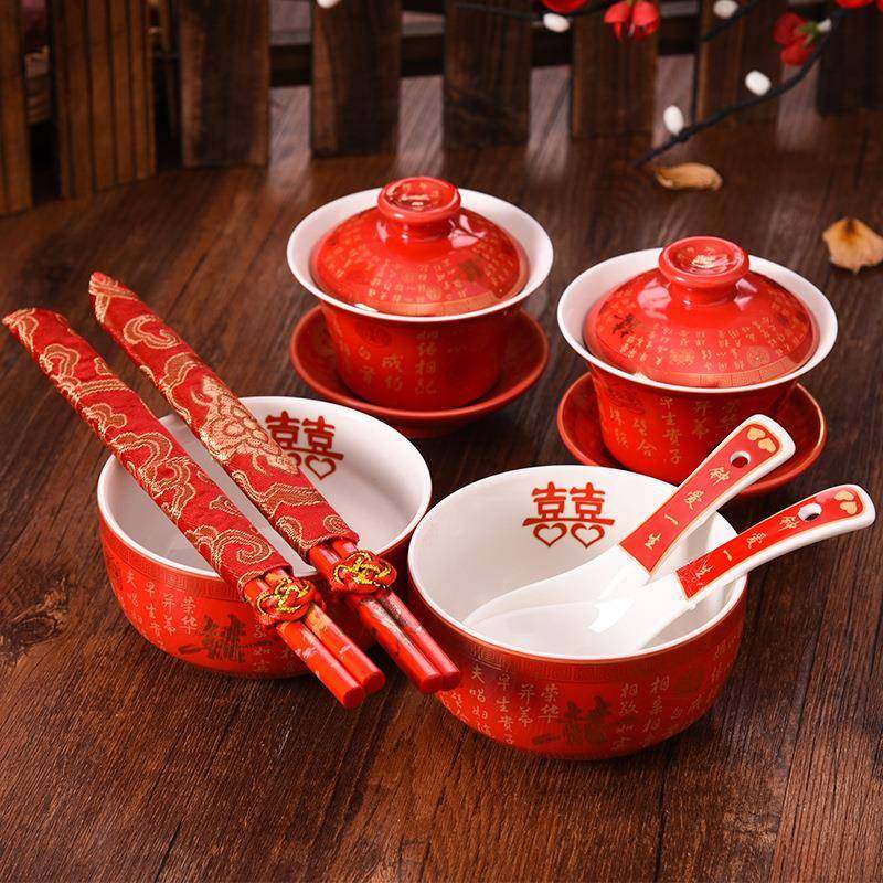 婚庆碗筷勺套装改口敬茶杯喜盘 陶瓷喜碗喜茶杯婚礼陪嫁茶具用品,节庆用品/礼品,喜碗/敬茶杯,淘宝优惠券,粉丝福利购,淘宝优惠卷