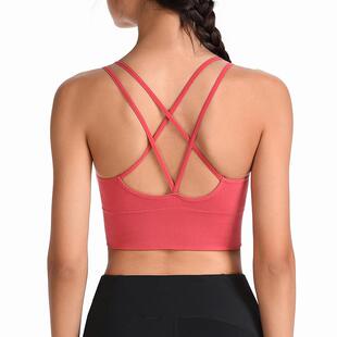 大码欧美无钢圈细带美背瑜伽运动文胸跑步防震速干健身运动内衣女