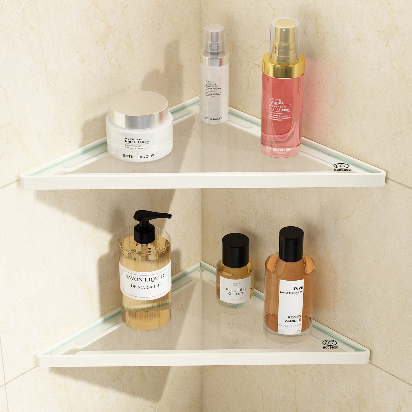 简艺美创玻璃三角置物架收纳架子