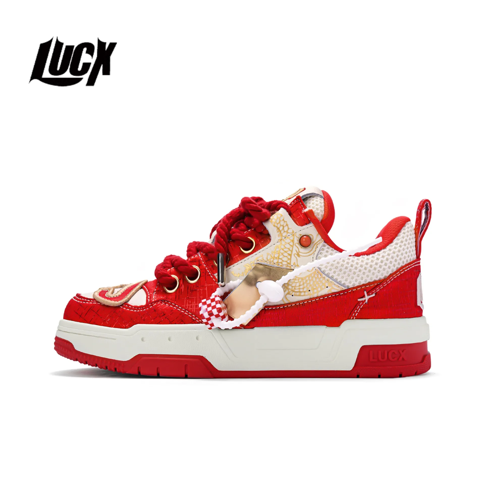 Lucx本命年鞋子新年新款低帮小众转运鞋情侣舒适复古厚底休闲板鞋,流行男鞋,休闲板鞋,淘宝优惠券,粉丝福利购,淘宝优惠卷