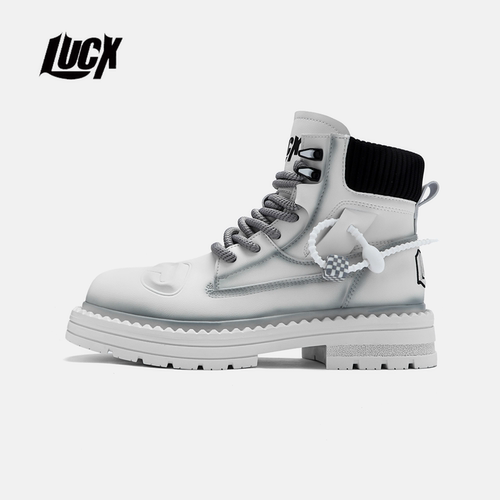 Lucx靴子2025冬季新品小白靴雪地户外防滑马丁靴耐磨厚底增转运鞋