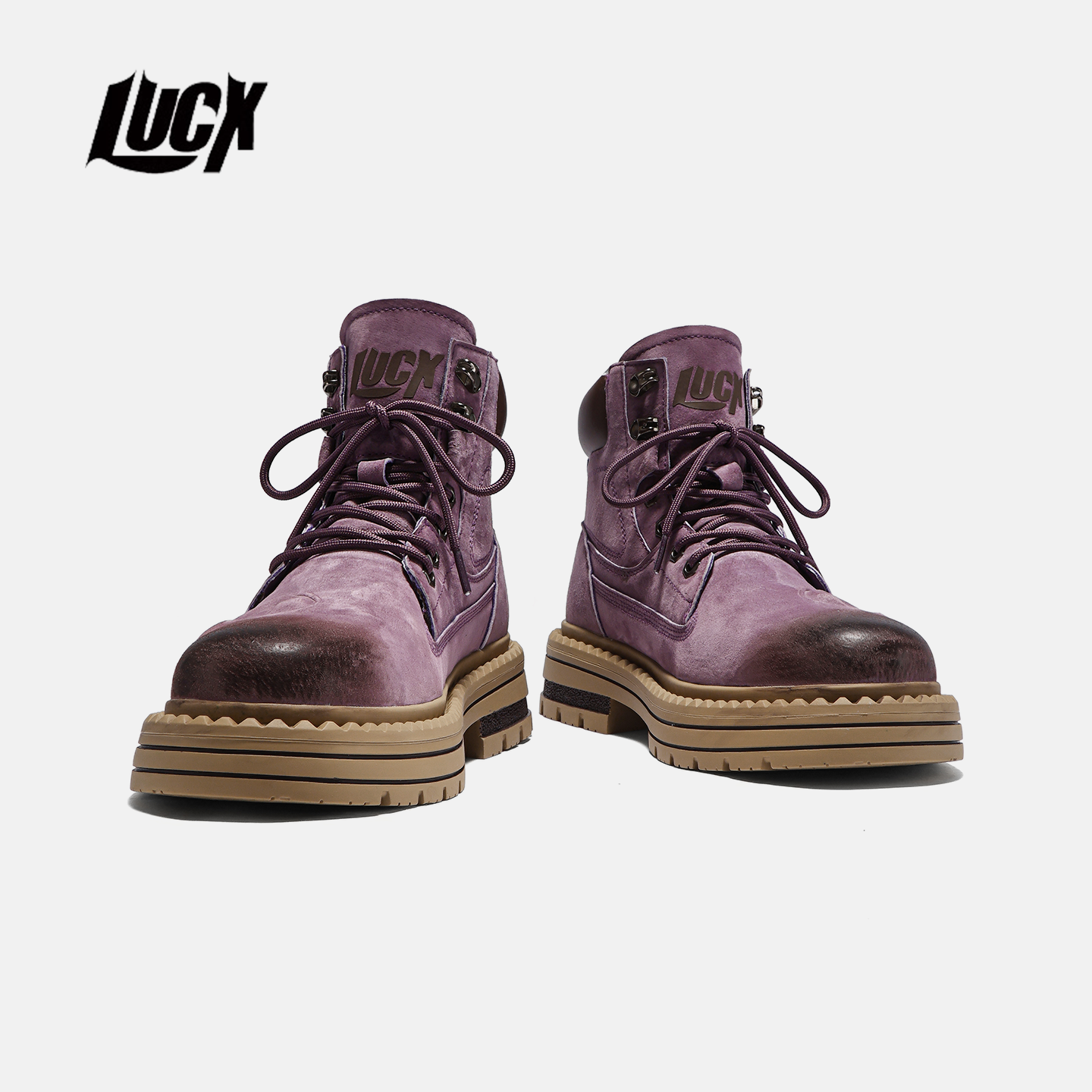 Lucx2025年冬季巨好看马丁靴紫色经典复古百搭工装靴百搭沙地靴男,流行男鞋,马丁靴,淘宝优惠券,粉丝福利购,淘宝优惠卷