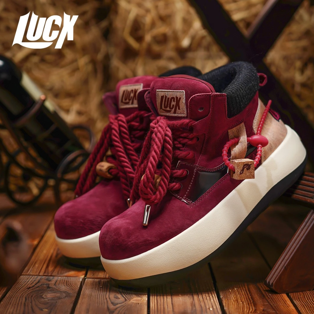 Lucx马丁靴2025冬季红酒款厚底靴增高时尚百搭大头靴保暖耐磨靴子
