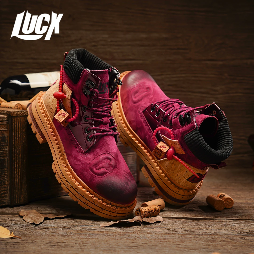 Lucx马丁靴2025冬季爆款红酒主题经典复古情侣靴子厚底增高沙地靴