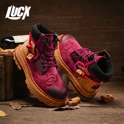 Lucx马丁靴2025冬季爆款红酒主题经典复古情侣靴子厚底增高沙地靴