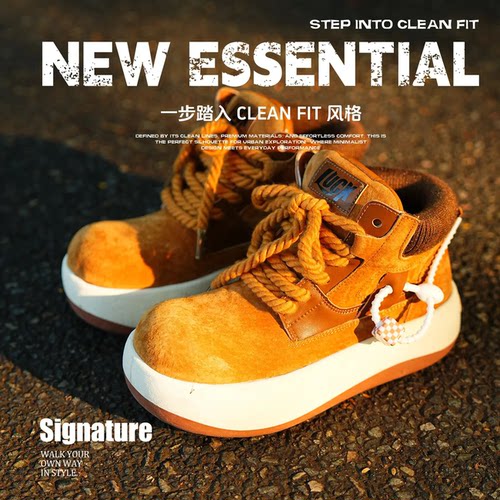 Lucx马丁靴2025冬季软底靴工装靴街头防撞转运靴厚底增高大头靴子