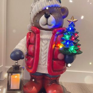 圣诞树落地摆件客厅电视柜沙发旁家居装 饰品熊圣诞节开业乔迁礼物