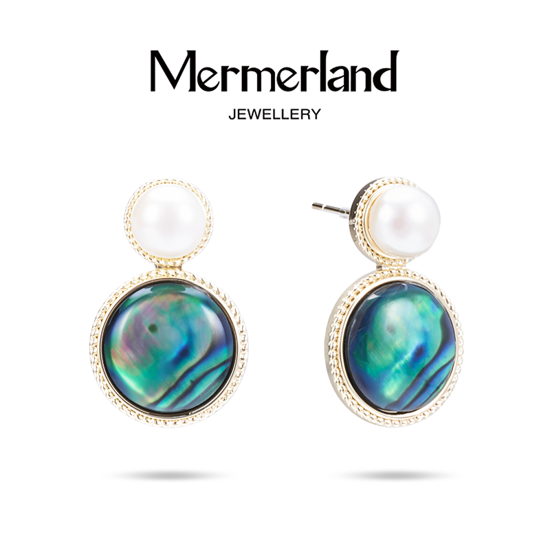 Mermerland耳饰天然淡水珍珠拼炫彩鲍鱼贝耳钉女士小众新年礼物,珠宝/钻石/翡翠,耳饰,淘宝优惠券,粉丝福利购,淘宝优惠卷