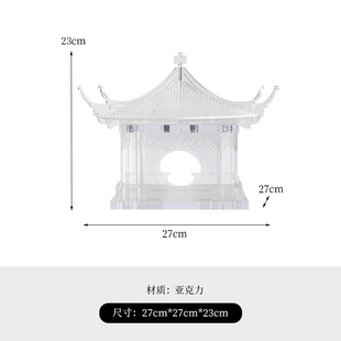 饰品 新中式 古建筑凉亭摆件模型木雕工艺品禅意样板房书柜软装