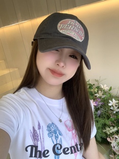 美式复古ins刺绣字母灰粉棒球帽圆标软顶可爱百搭学生甜妹鸭舌帽