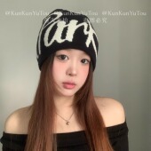 困困鱼头 美式 街头大字母潮流加厚双层冷帽秋冬保暖双面戴针织帽