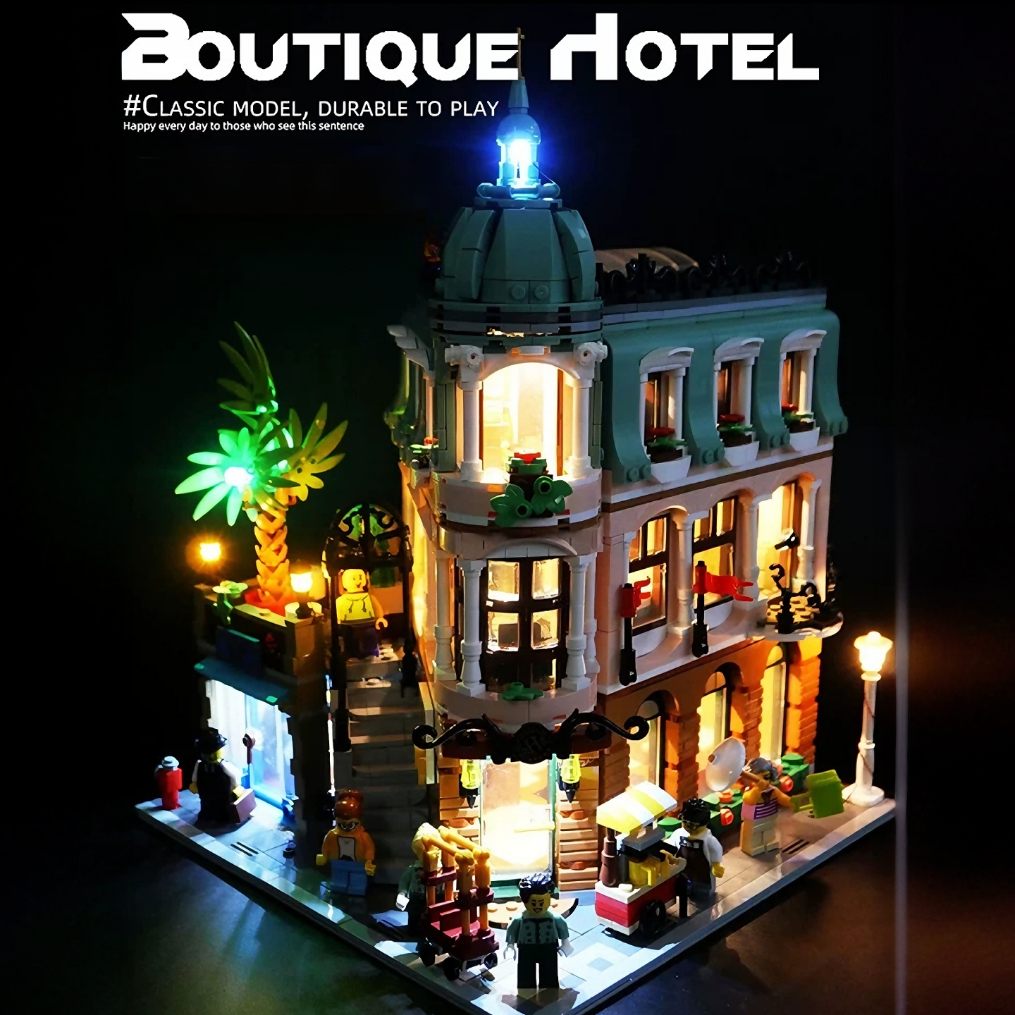 转角精品酒店积木街景建筑模型大型别墅女孩拼装益智玩具生日礼物
