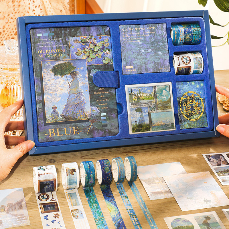 复古油画光影系列手账礼盒高颜值ins风手账本贴纸素材套装批发