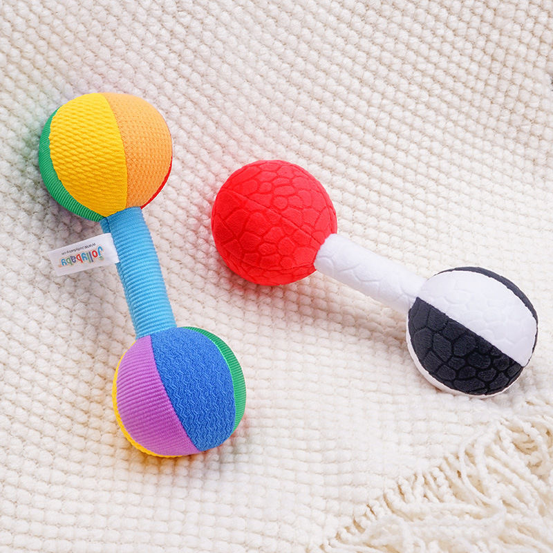 Jollybaby婴儿锻炼哑铃杠铃安抚训练抓握摇铃新生儿早教玩具