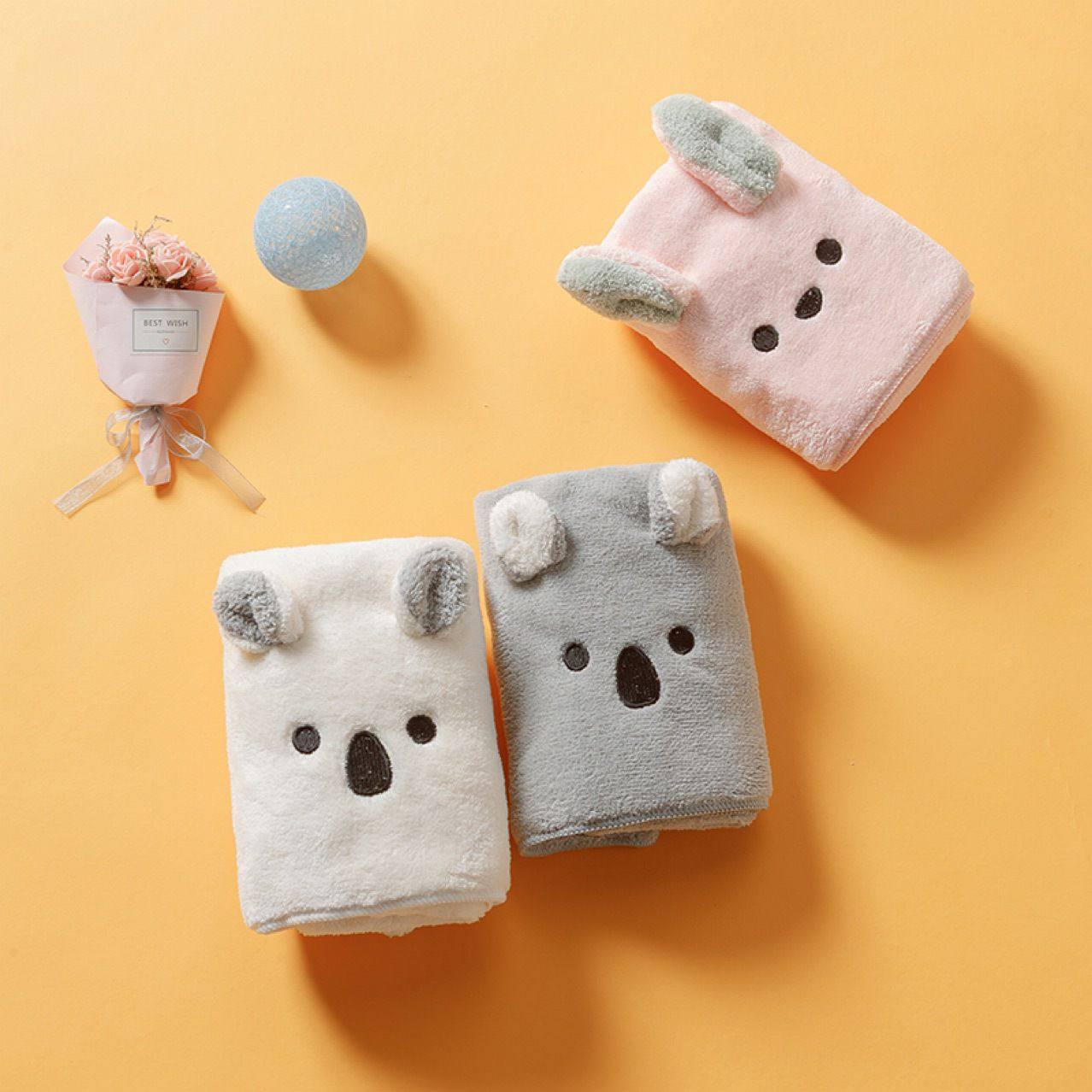 厂家直销创意款珊瑚绒儿童吸水美容院洗脸毛巾无尾熊兔子面巾,居家布艺,毛巾/面巾,淘宝优惠券,粉丝福利购,淘宝优惠卷