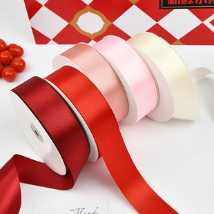4cm玫瑰花手工丝带水果礼盒包装蛋糕绑带鲜花礼品包装饰彩带红色