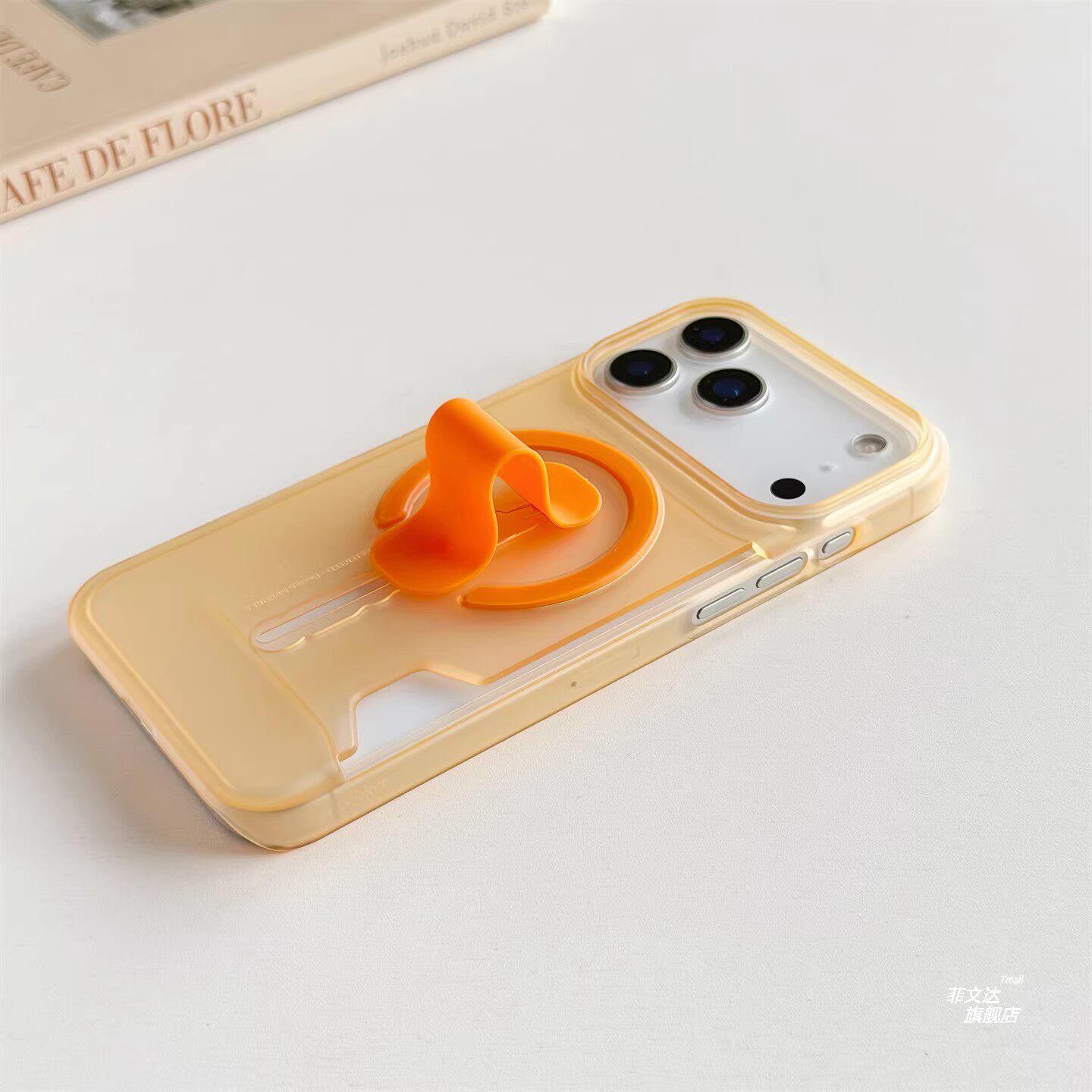 磨砂半透明适用iPhone苹果17promax手机壳新品16pro创意指环支架15PM超薄13/14可插卡14pro卡包卡套一体外壳图片
