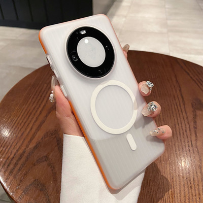 防滑抗指纹适用华为mate80promax手机壳新款pura80ultra超薄瓦楞条纹mate70pro+磁吸充电全包防摔简约半透明