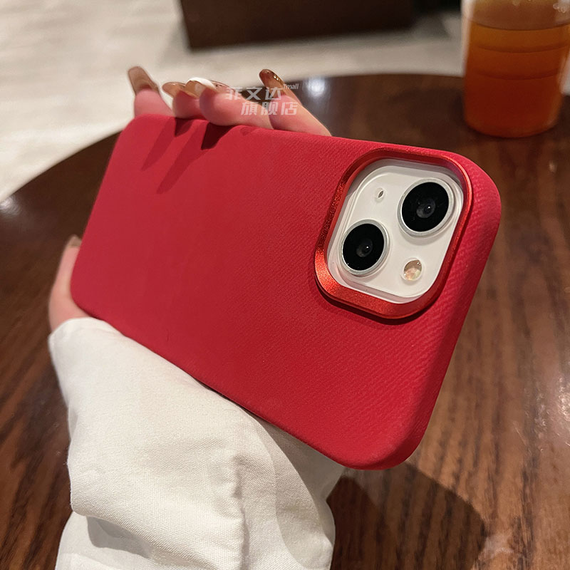 夏天抗指纹适用苹果16pro手机壳新款法兰绒皮质高级感14plus毛绒iPhone15promax内置磁吸13pro耐脏亲肤手感女