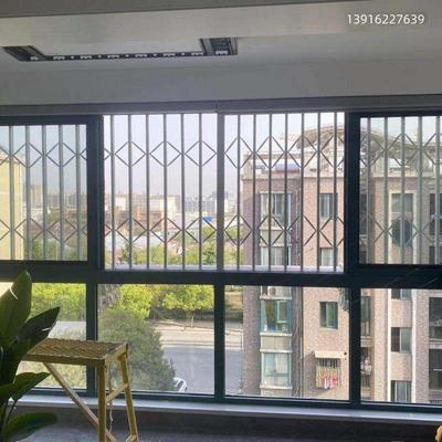 定做开启式推拉防盗窗 升级款铝合金折叠拉闸门 高层防护栏带锁
