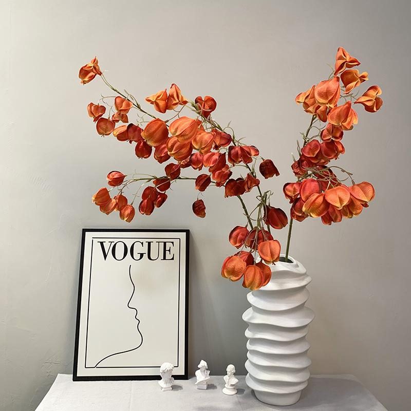 仿真灯笼果 垂吊灯笼花婚庆假花仿真花吊顶装饰路引花家居摆件