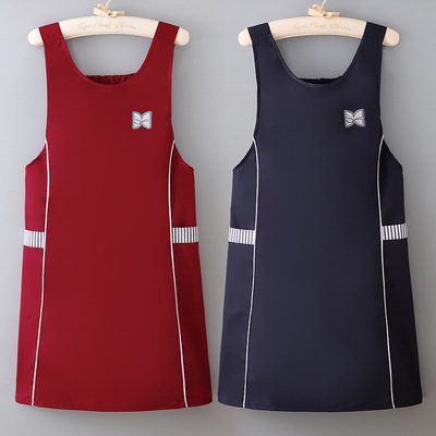 新款纯色收腰撞色马甲防水防油围裙厨房家用印字男女工作服耐磨