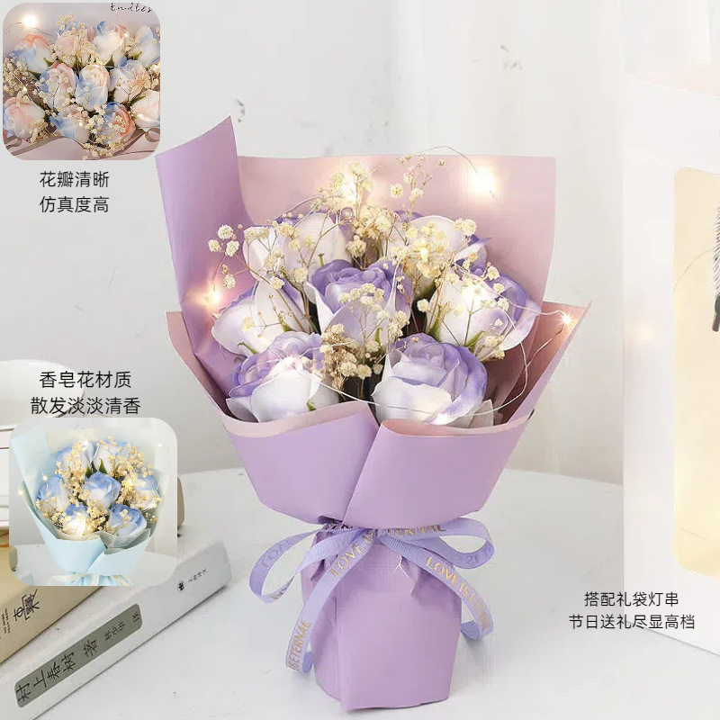 感恩圣诞节仿真碎冰蓝玫