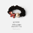 卡通小狗圆球橡皮筋女2025年新款 简约大肠发圈扎马尾高弹力发绳