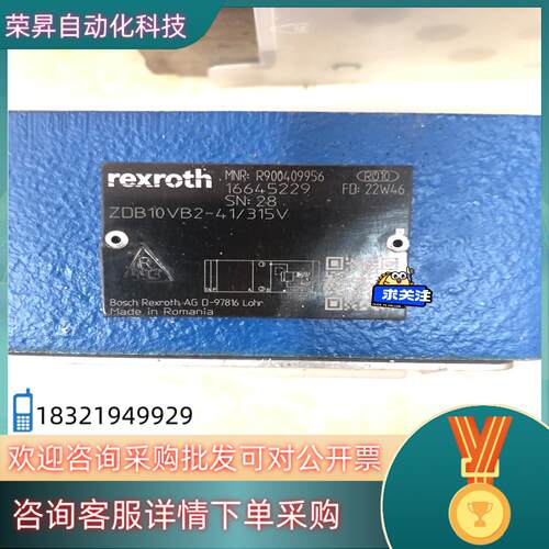 现货力士乐溢流阀ZDB10VB2-41/315V德力士乐R