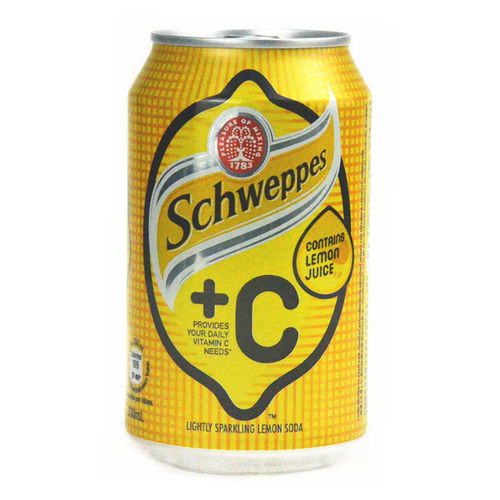 香港进口饮料 玉泉+C柠檬味苏打汽水330ml*24罐 港版西柚果汁