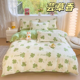 夏季新款生态棉磨毛四件套双人床单被套可机洗亲肤四件套