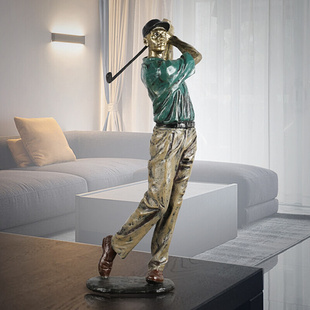 高档欧式 家居新房装 饰品办公室卧室工艺树脂摆件高尔夫球运动人物