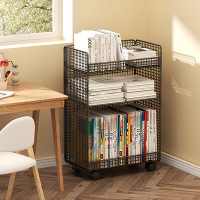 书架可移动靠墙简易收纳架置物架办公室桌面下多层落地小推车书柜