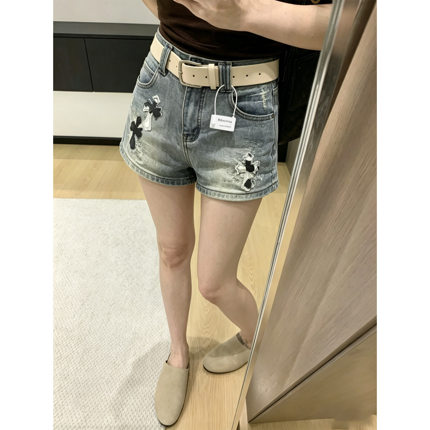 美式复古辣妹牛仔短裤女夏季2026新款小众设计高腰提臂显瘦a字裤