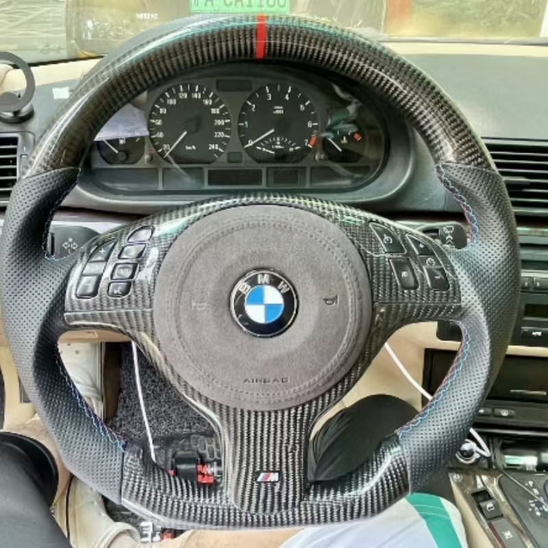 适用于BMW宝马E46E39M3 330i325i运动平底碳钎维方向盘