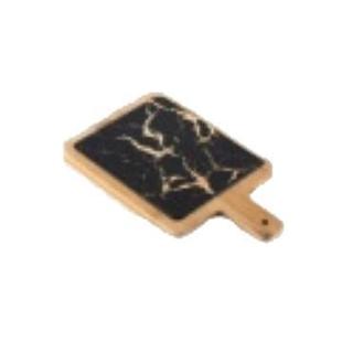 北欧烫金大理石纹西餐盘简约长方形牛排盘陶瓷家用防烫木板方形盘