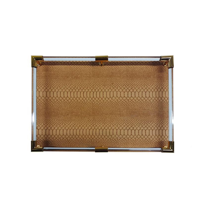 新中式珍珠鱼皮革托长方板形魔鬼XNS鱼纹托皮盘样间客盘厅酒店摆