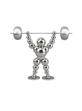 新中式烟灰色举重人金属艺术装饰品办公室样板间客厅家居桌面摆件